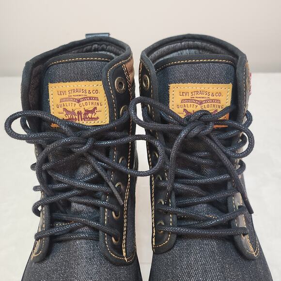 Levis Denim Lug Sole Utility Boots 10 Gorpcore Dark Indigo High Top Urban Rugged - Picture 5 of 12